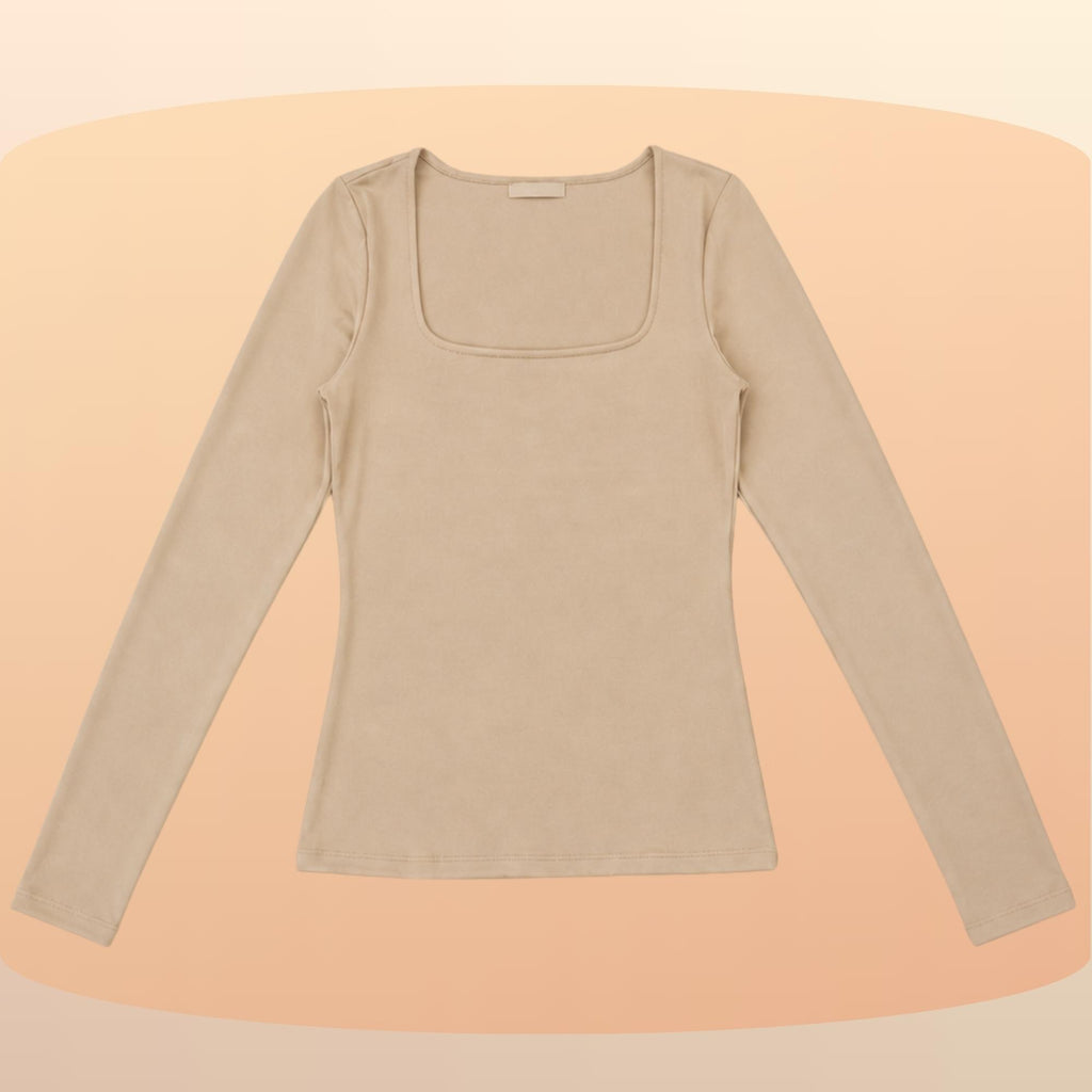 KIT 3 Blusas Feminina Gola Quadrada Manga Longa Segunda Pele Suplex Básica Para o Frio Inverno