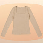 KIT 3 Blusas Feminina Gola Quadrada Manga Longa Segunda Pele Suplex Básica Para o Frio Inverno