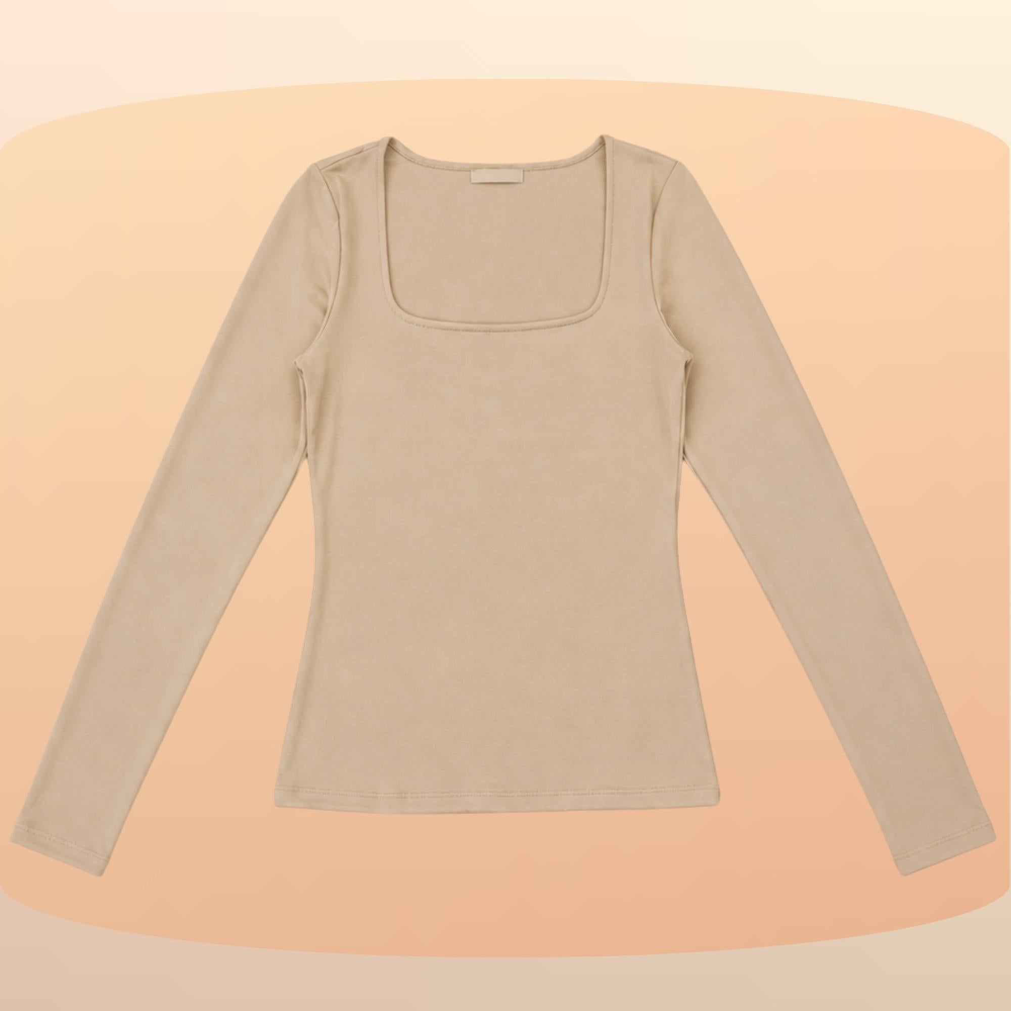 KIT 3 Blusas Feminina Gola Quadrada Manga Longa Segunda Pele Suplex Básica Para o Frio Inverno