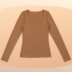 KIT 3 Blusas Feminina Gola Quadrada Manga Longa Segunda Pele Suplex Básica Para o Frio Inverno