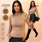 KIT 3 Blusa Feminina Gola Alta Manga Longa Segunda Pele Suede Toque de Pessego