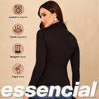 KIT 3 Blusa Feminina Gola Alta Manga Longa Segunda Pele Suede Toque de Pessego