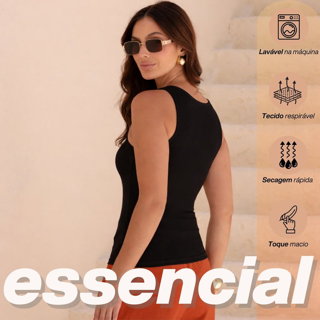 KIT 3 Blusas Regata Feminina Drapeada Assimetrica Malha Toque de Pessego Verão