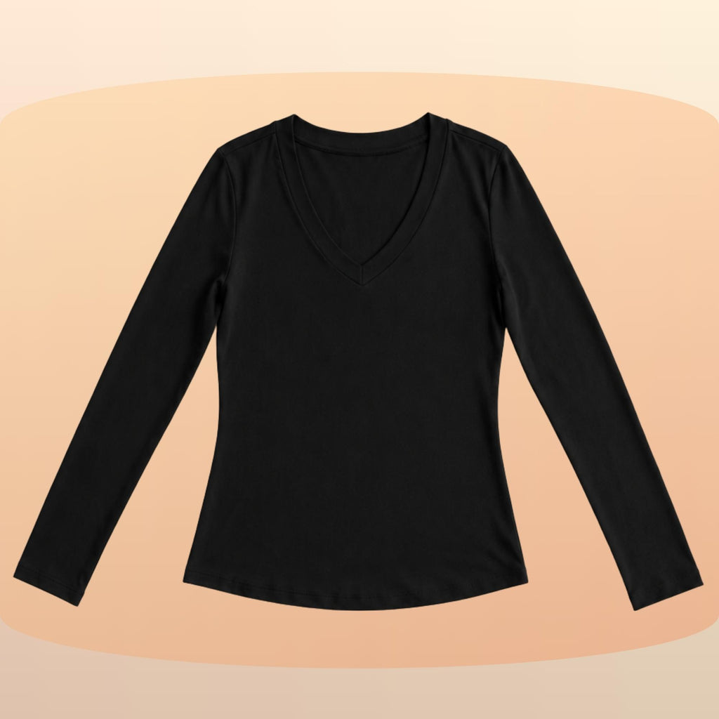 KIT 3  Blusas Feminina Manga Longa Gola V Segunda Pele Básica Para o Frio Inverno
