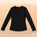 KIT 3  Blusas Feminina Manga Longa Gola V Segunda Pele Básica Para o Frio Inverno