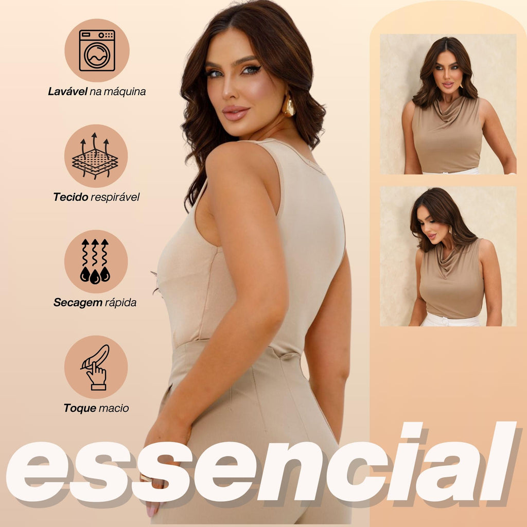 KIT 3 Blusas Regata Feminina Drapeada Gola Boba Malha Fresca Moda Verão