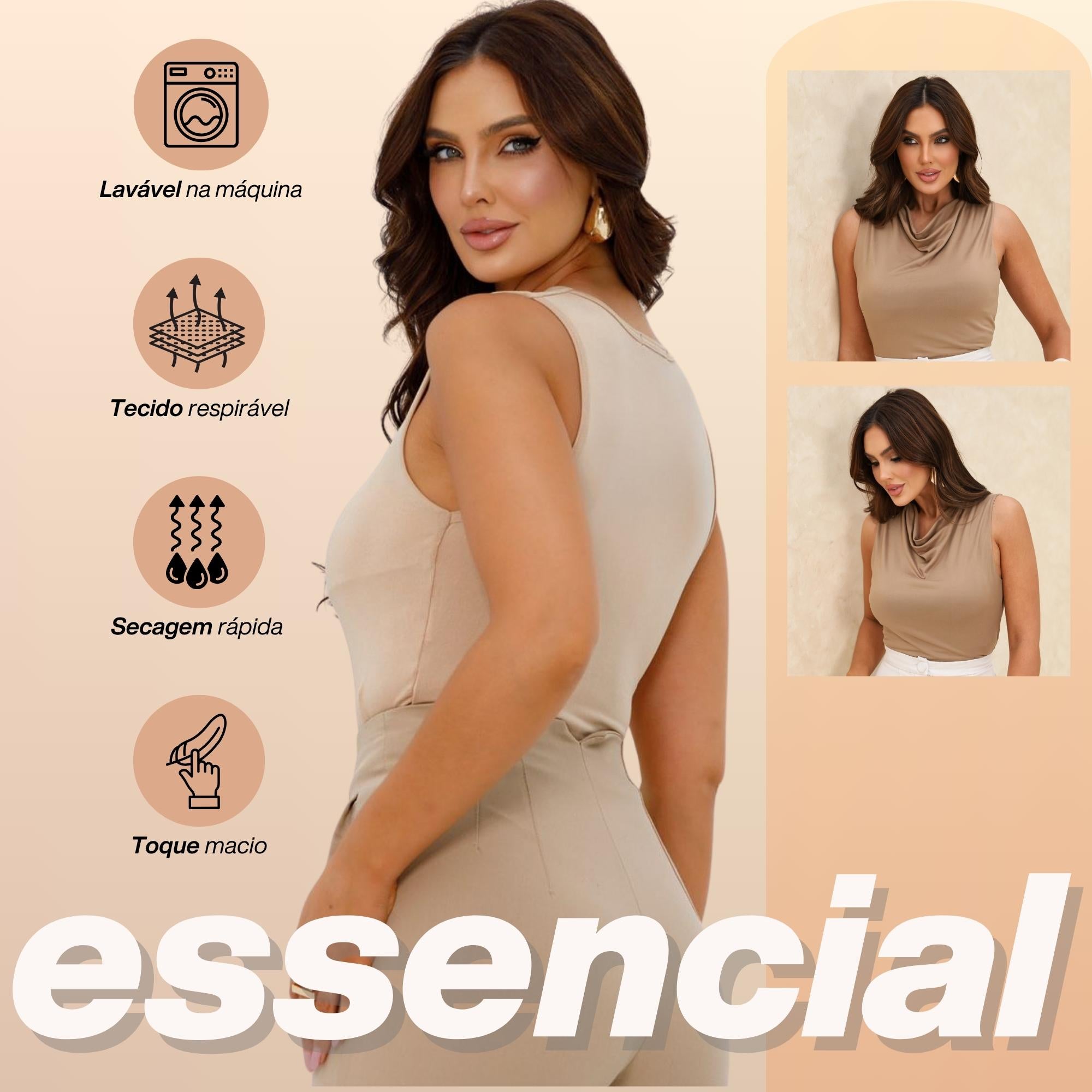 KIT 3 Blusas Regata Feminina Drapeada Gola Boba Malha Fresca Moda Verão