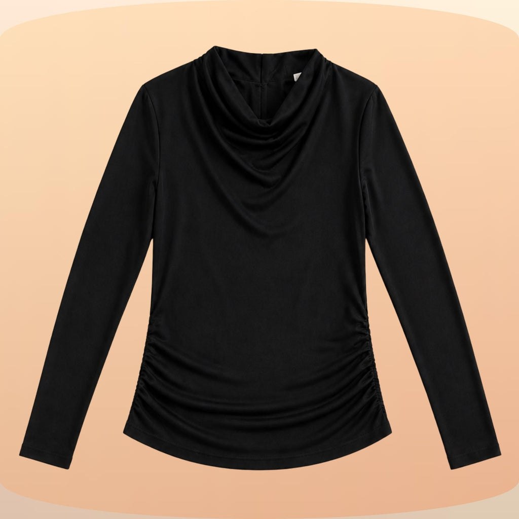KIT 3  Blusas Manga Longa Feminina Cacharrel Gola Boba Drapeada Segunda Pele Para o Frio Inverno