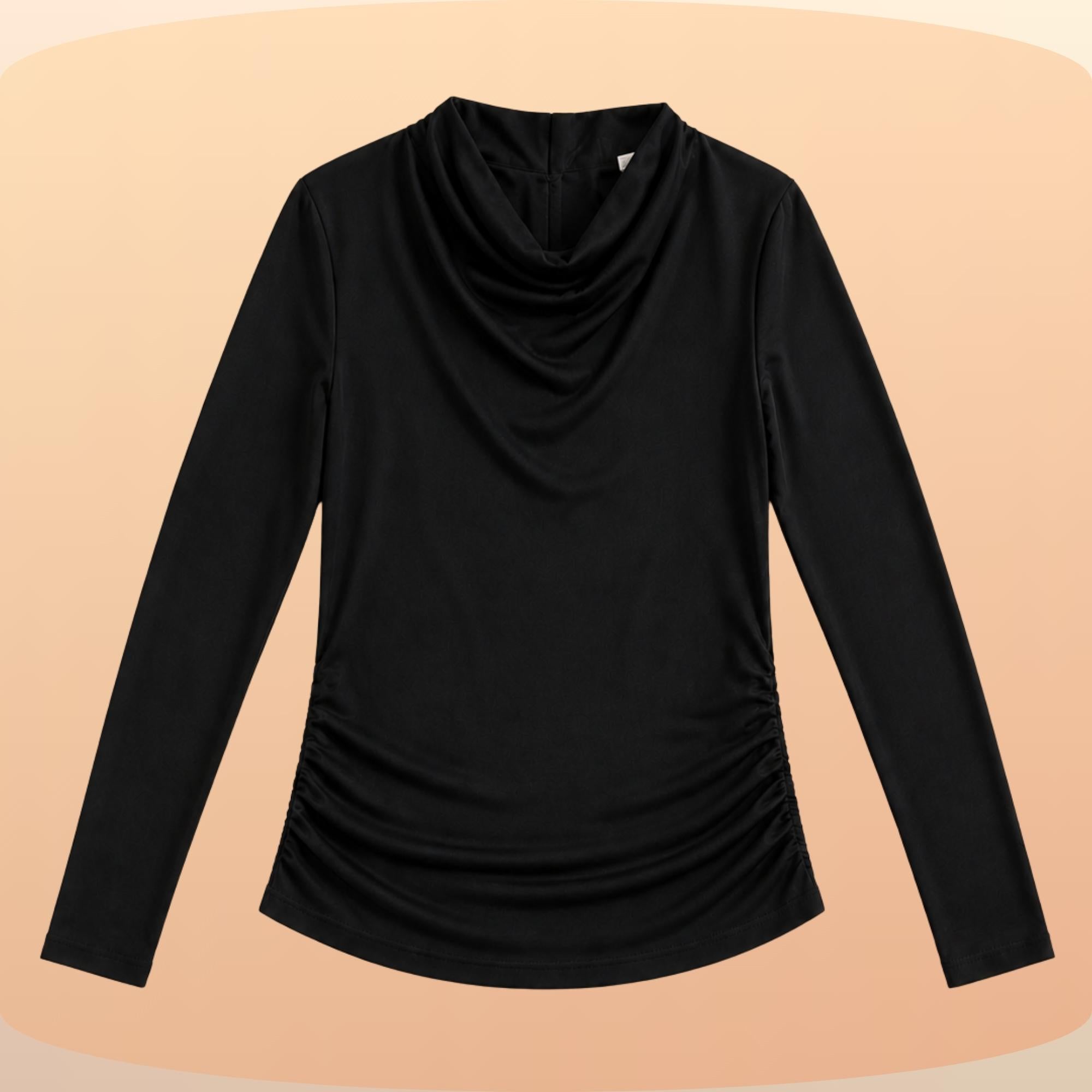 KIT 3  Blusas Manga Longa Feminina Cacharrel Gola Boba Drapeada Segunda Pele Para o Frio Inverno