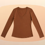 KIT 3  Blusas Feminina Manga Longa Gola V Segunda Pele Básica Para o Frio Inverno