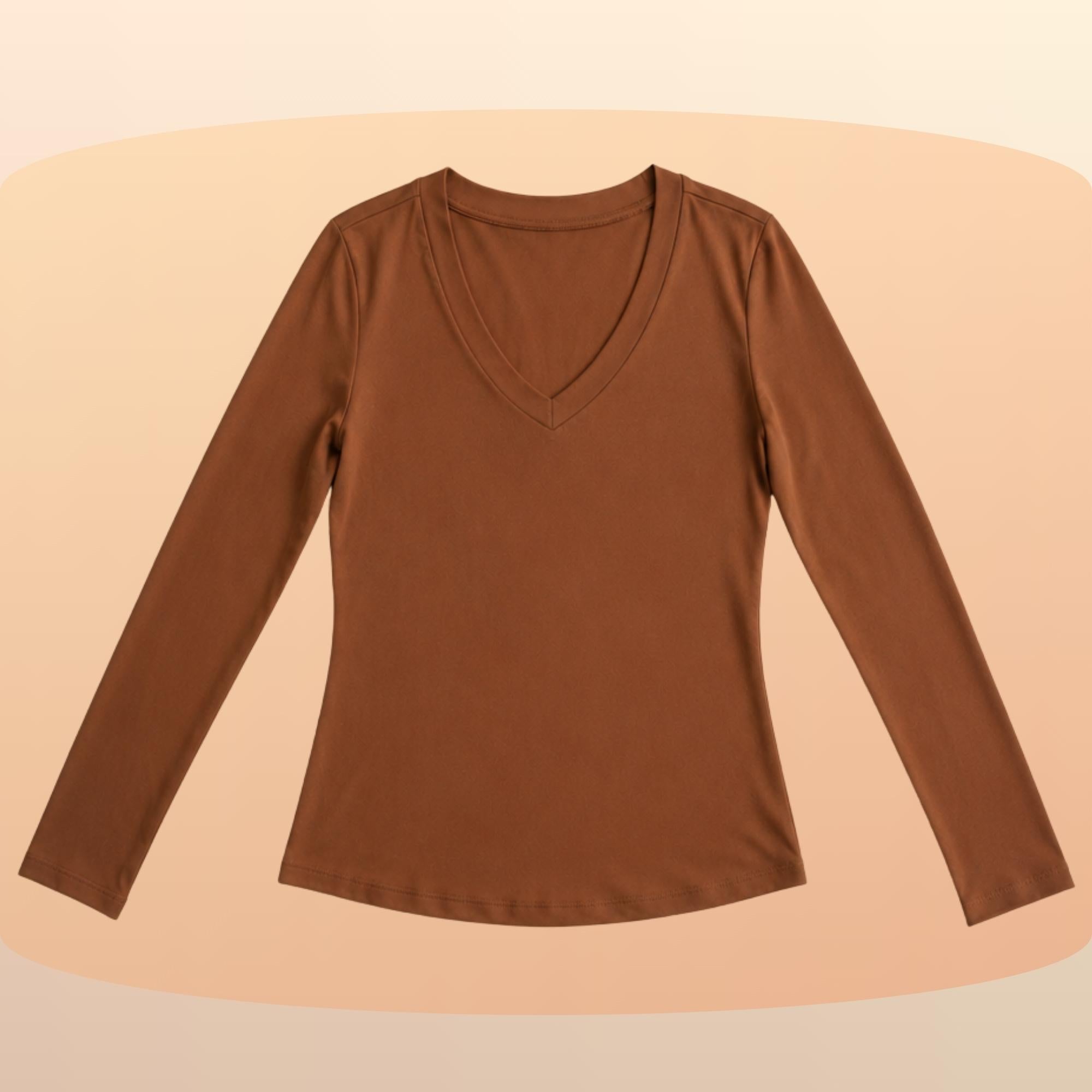 KIT 3  Blusas Feminina Manga Longa Gola V Segunda Pele Básica Para o Frio Inverno