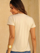 KIT 3 Camiseta Feminina Lisa Básica Blusa Suede Toque de Pessego Moda Verão