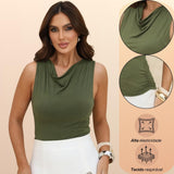 KIT 3 Blusas Regata Feminina Drapeada Gola Boba Malha Fresca Moda Verão