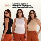 KIT 3 Blusas Regata Feminina Drapeada Assimetrica Malha Toque de Pessego Verão