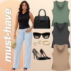 KIT 3 Blusas Regata Feminina Drapeada Gola Boba Malha Fresca Moda Verão