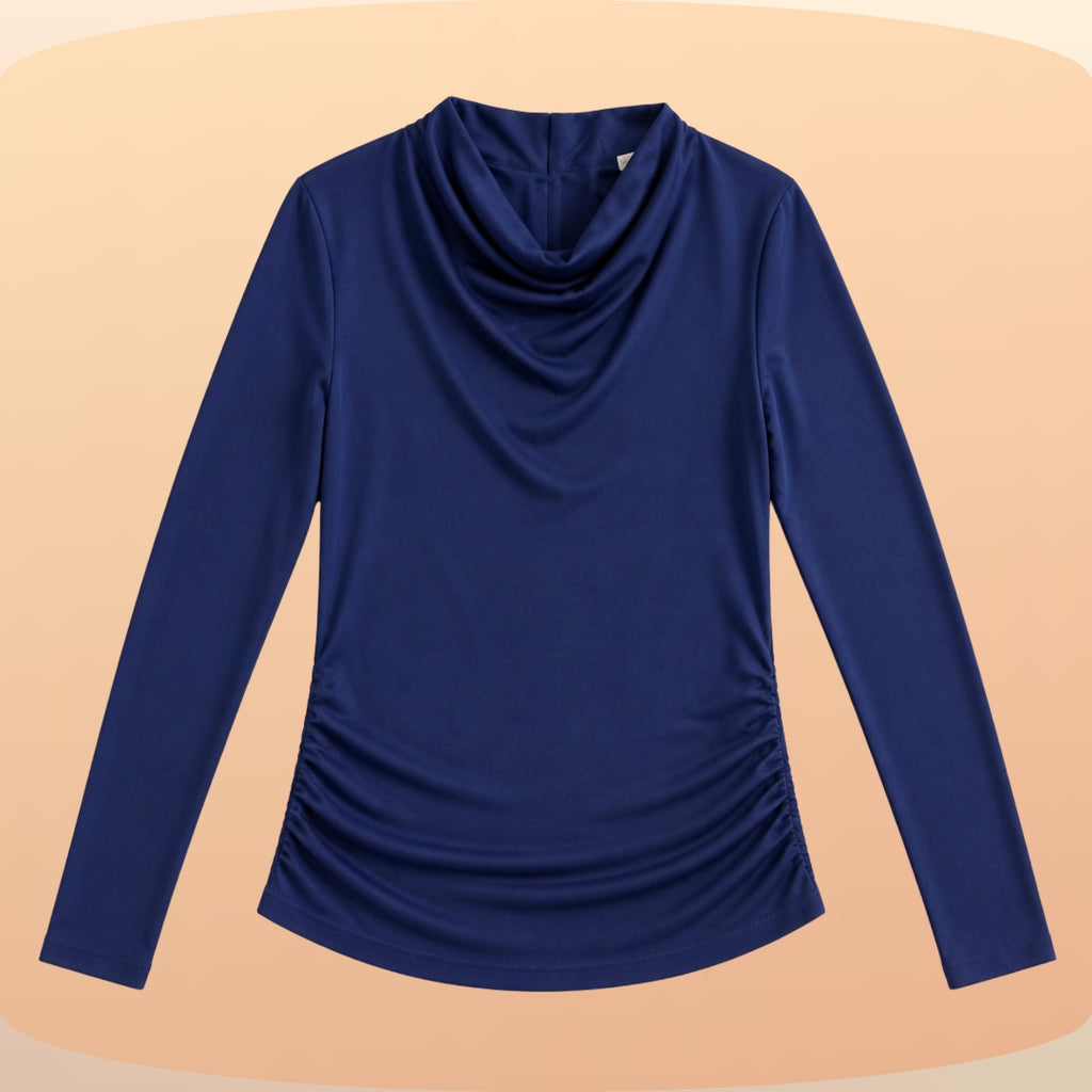 KIT 3  Blusas Manga Longa Feminina Cacharrel Gola Boba Drapeada Segunda Pele Para o Frio Inverno