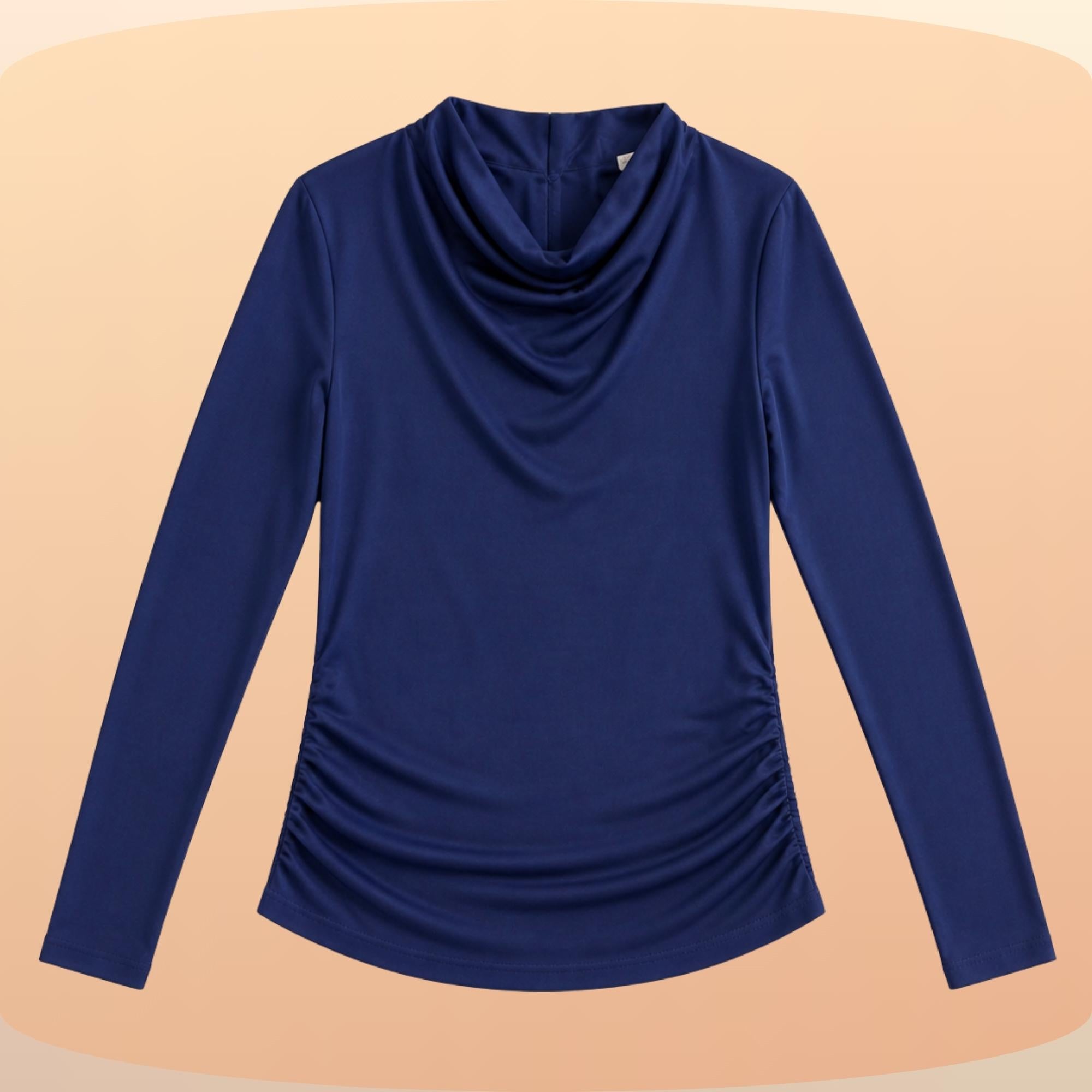KIT 3  Blusas Manga Longa Feminina Cacharrel Gola Boba Drapeada Segunda Pele Para o Frio Inverno