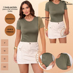 KIT 3 Body Feminino Manga Curta Drapeado Gola Redonda Moda Verão