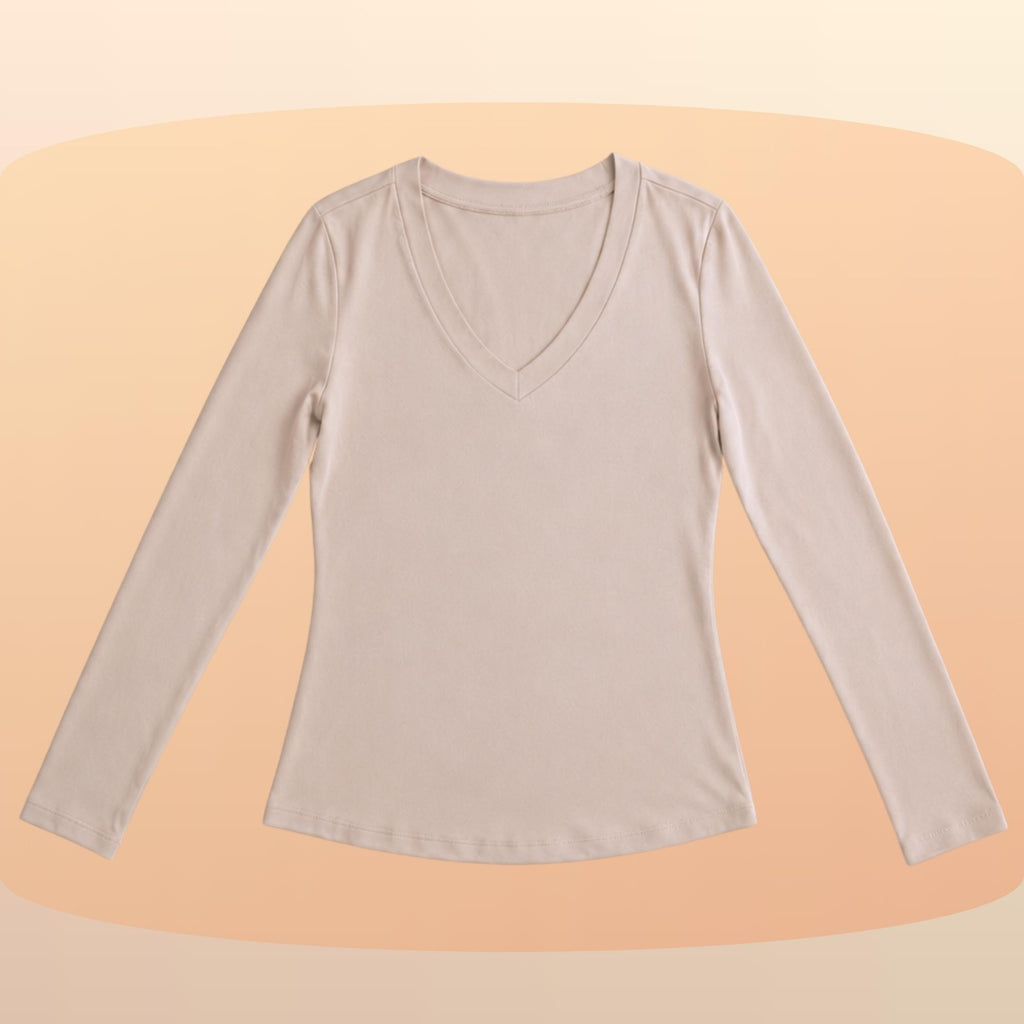 KIT 3  Blusas Feminina Manga Longa Gola V Segunda Pele Básica Para o Frio Inverno