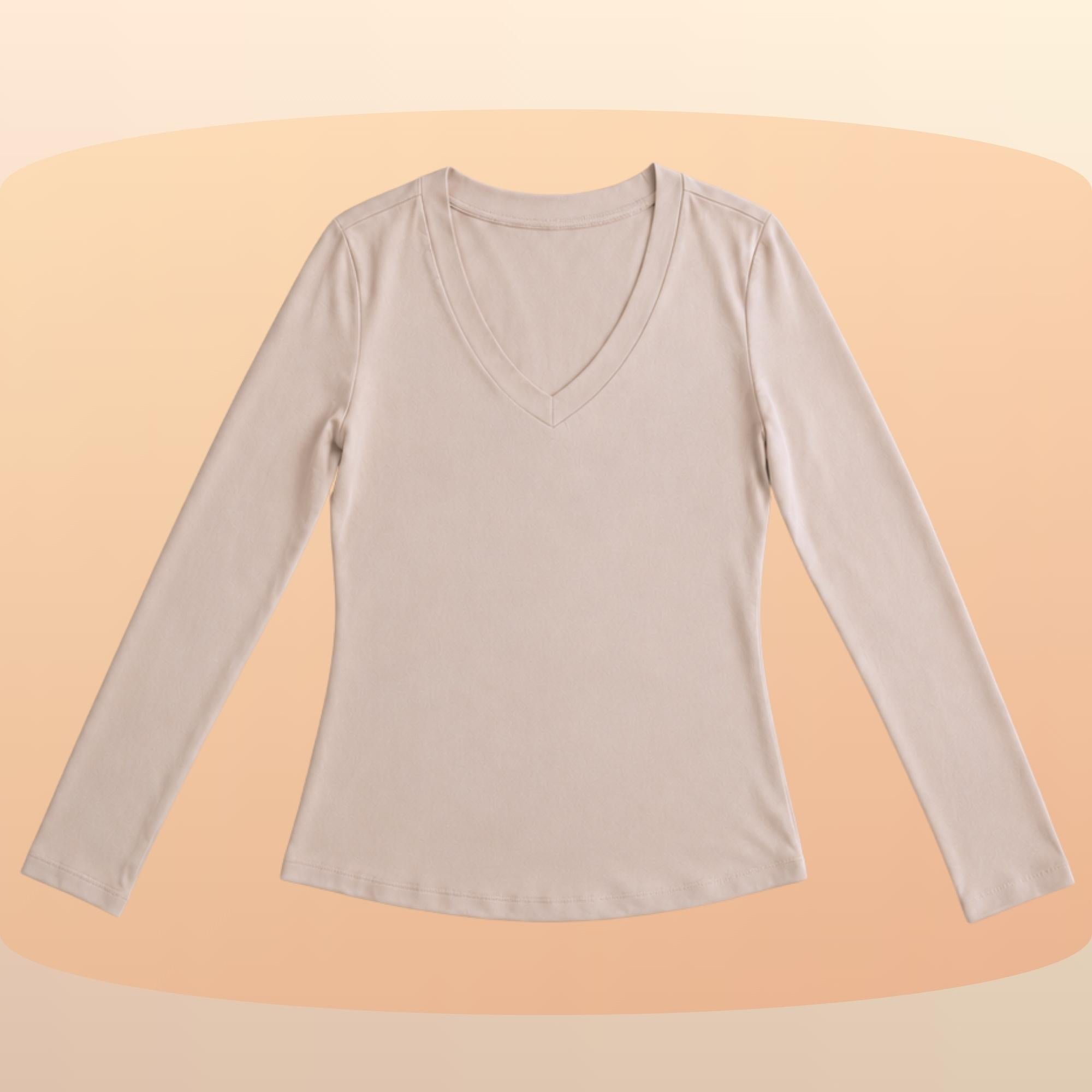 KIT 3  Blusas Feminina Manga Longa Gola V Segunda Pele Básica Para o Frio Inverno