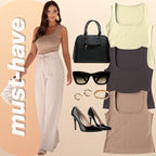 KIT 3 Blusas Regata Feminina Gola Quadrada Alça Larga Moda Verão