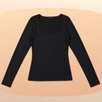 KIT 3 Blusas Feminina Gola Quadrada Manga Longa Segunda Pele Suplex Básica Para o Frio Inverno