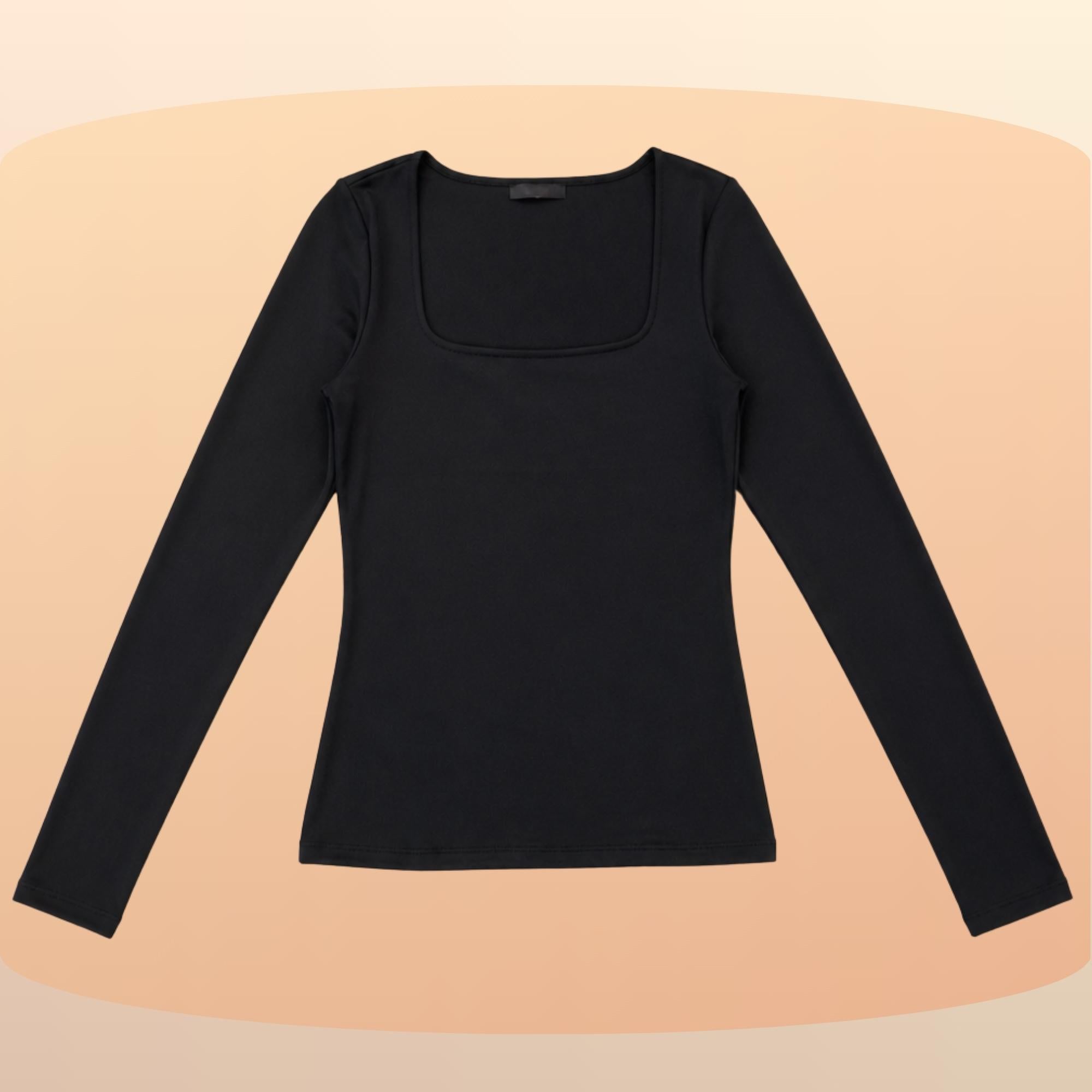 KIT 3 Blusas Feminina Gola Quadrada Manga Longa Segunda Pele Suplex Básica Para o Frio Inverno