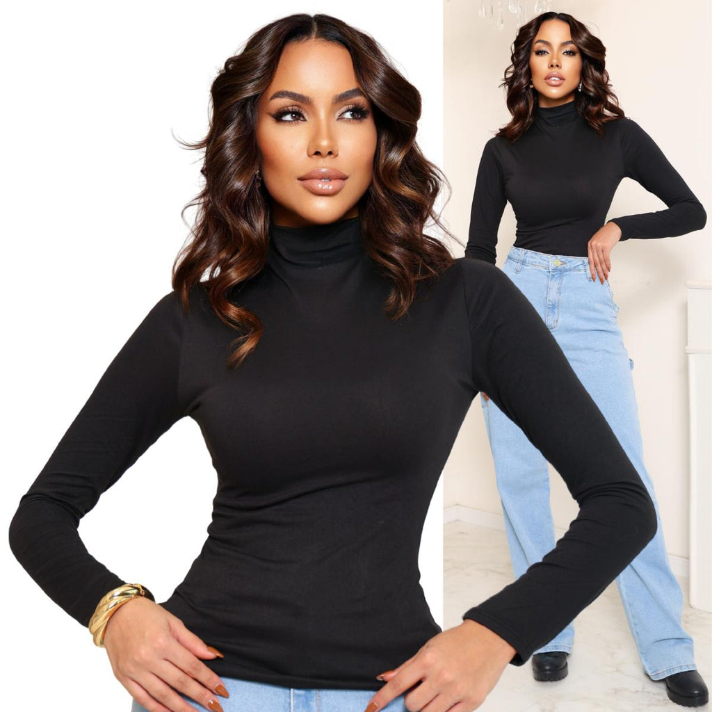 KIT 3 Blusa Feminina Gola Alta Manga Longa Segunda Pele Suede Toque de Pessego