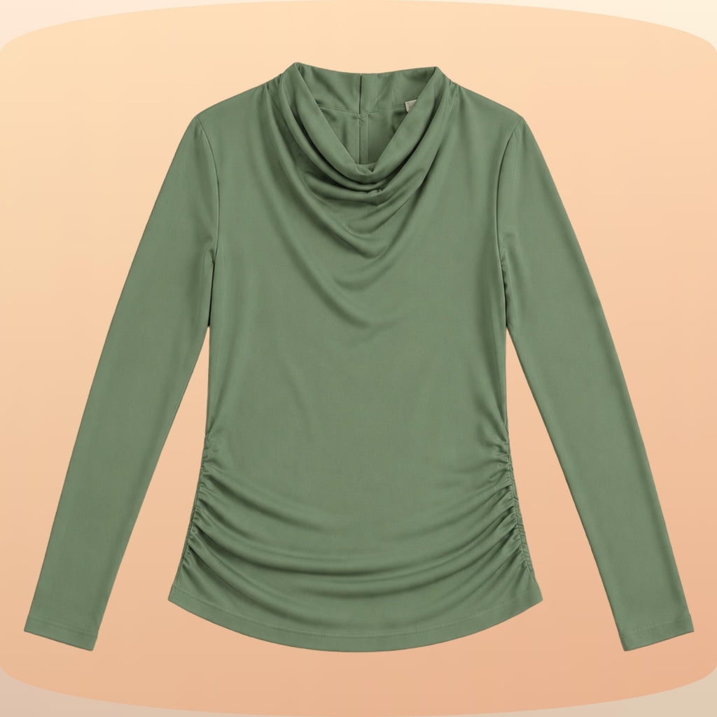 KIT 3  Blusas Manga Longa Feminina Cacharrel Gola Boba Drapeada Segunda Pele Para o Frio Inverno