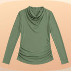 KIT 3  Blusas Manga Longa Feminina Cacharrel Gola Boba Drapeada Segunda Pele Para o Frio Inverno