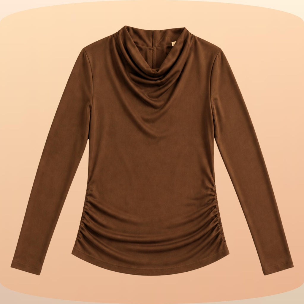 KIT 3  Blusas Manga Longa Feminina Cacharrel Gola Boba Drapeada Segunda Pele Para o Frio Inverno