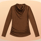 KIT 3  Blusas Manga Longa Feminina Cacharrel Gola Boba Drapeada Segunda Pele Para o Frio Inverno