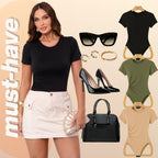 KIT 3 Body Feminino Manga Curta Drapeado Gola Redonda Moda Verão