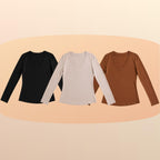 KIT 3  Blusas Feminina Manga Longa Gola V Segunda Pele Básica Para o Frio Inverno