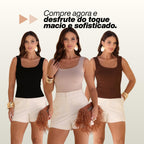 KIT 3 Blusa Regata Feminina Gola Quadrada Suplex Toque Frio Moda Verão