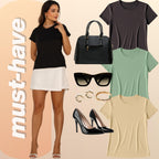 KIT 3 Camiseta Feminina Lisa Básica Blusa Suede Toque de Pessego Moda Verão